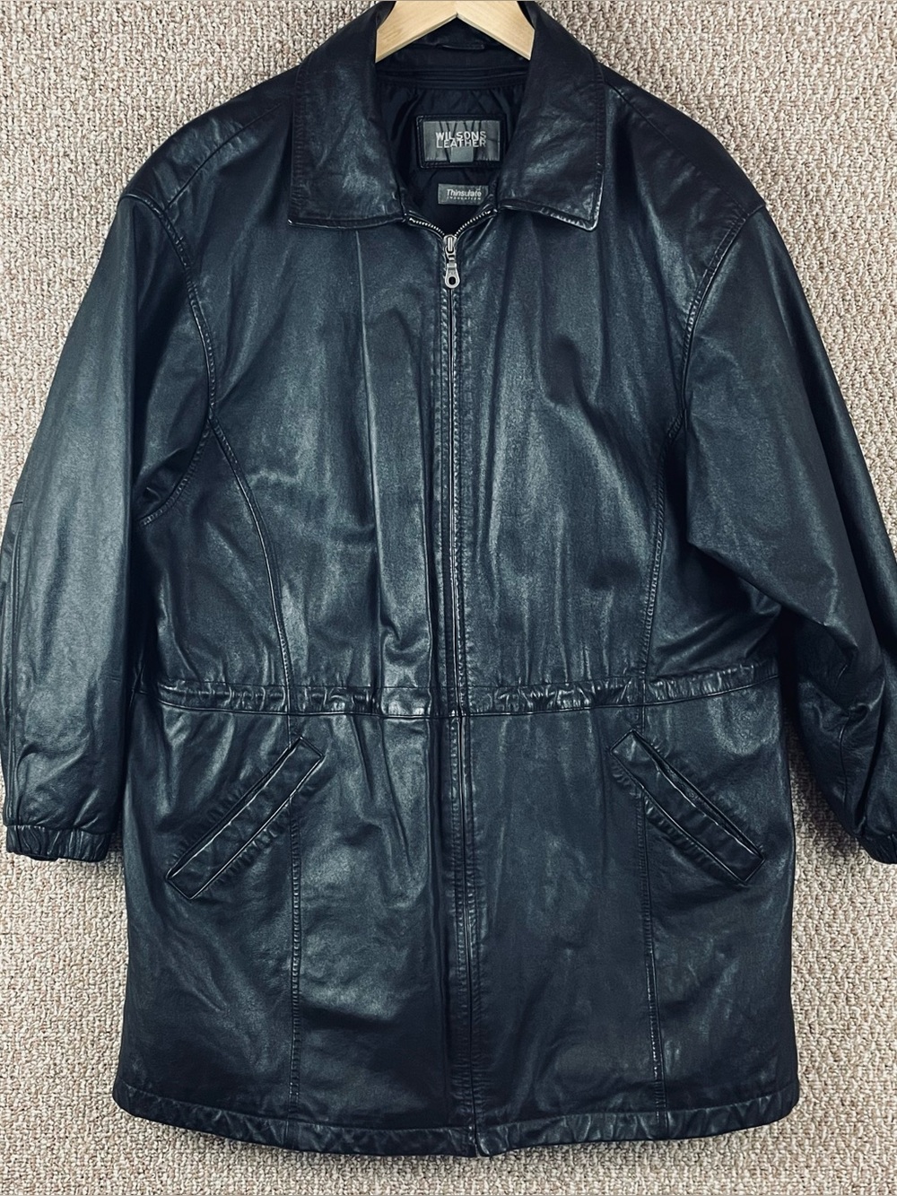 Vintage Wilsons Leather Jacket Men Large Thinsulate Zip Out Quilt Liner 90s